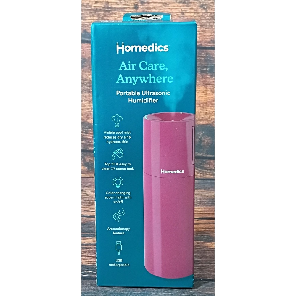Homedics Air Care Anywhere Portable Ultrasonic Humidifier UHE-CMP17-BG‎ Pink NEW